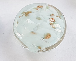  venetian murano clear over light opaque aqua glass with aventurina 14mm disc bead *** QUANTITY IN STOCK =38  ***  