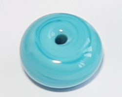  venetian murano opaque turquoise glass 13mm rondelle bead *** QUANTITY IN STOCK =6 *** 