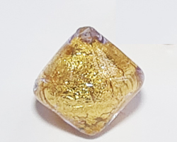  venetian murano clear glass 10mm with 24k gold foil bicone bead *** QUANTITY IN STOCK =22 *** 