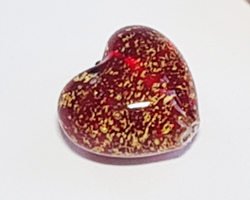 venetian murano red glass over 24k gold 10mm ca'd'oro heart bead   *** QUANTITY IN STOCK = 67 *** 