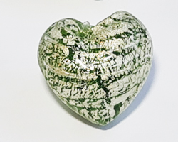  venetian murano peridot glass over white gold 17mm ca'd'oro heart bead   *** QUANTITY IN STOCK = 11 *** 