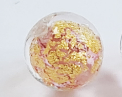  venetian murano rubino glass with 24k gold foil 6mm ca'd'oro round bead *** QUANTITY IN STOCK = 36 *** 