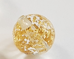  venetian murano clear glass with 24k gold foil 6mm ca'd'oro round bead *** QUANTITY IN STOCK = 22 *** 