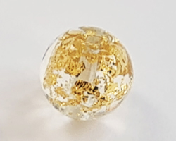 venetian murano clear glass with 24k gold foil 8mm ca'd'oro round bead *** QUANTITY IN STOCK = 28  *** 