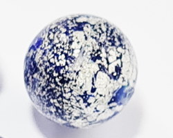  venetian murano cobalt glass with white gold foil 12mm ca'd'oro round bead *** QUANTITY IN STOCK = 12 *** 
