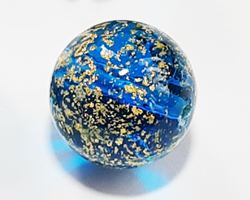  venetian murano vivid aqua glass with 24k gold foil 12mm ca'd'oro round bead *** QUANTITY IN STOCK = 3 *** 