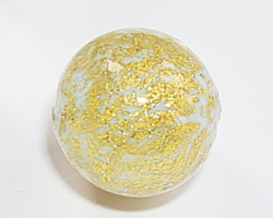  venetian murano opaque pale aqua glass with 24k gold foil 12mm ca'd'oro round bead *** QUANTITY IN STOCK = 1  *** 
