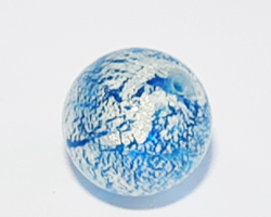  venetian murano aquamarine glass with white gold foil 16mm ca'd'oro round bead *** QUANTITY IN STOCK = 12 *** 