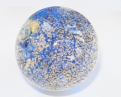  venetian murano aquamarine glass with 24k gold foil 30mm ca'd'oro round bead *** QUANTITY IN STOCK = 20 *** 