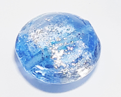  venetian murano pale aquamarine glass with silver 14mm dichroic disc bead *** QUANTITY IN STOCK = 30 *** 