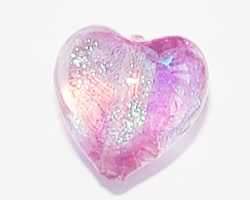  venetian murano rubino 14mm dichroic heart bead   *** QUANTITY IN STOCK = 23 **** 
