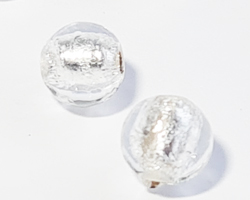  venetian clear glass with silver foil 6mm round bead *** QUANTITY IN STOCK = 7** 