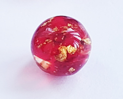 venetian ruby red glass with gold foil 6mm HALF DRILLED round bead *** QUANTITY IN STOCK = 28**