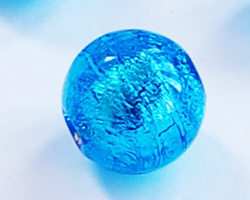  venetian aquamarine glass with silver foil 10mm round bead *** QUANTITY IN STOCK = 21*** 