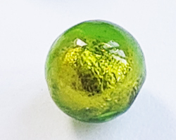  venetian peridot glass with gold foil 6mm HALF DRILLED round bead *** QUANTITY IN STOCK = 96** 
