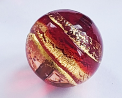  venetian ruby red glass with gold foil 14mm round bead *** QUANTITY IN STOCK = 18*** 