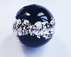  venetian black glass with silverfoil 10mm round bead *** QUANTITY IN STOCK = 25*** 