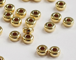  <5.5g/100> vermeil 3mm x 1.75mm rondelle bead, 1.2mm hole, extra thick 2 micron plating for really good durability [vermeil is gold plated sterling silver] 
