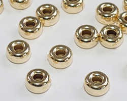  <45.5g/100> vermeil 7mm x 4mm rondelle bead, 2.5mm hole, 1 micron plating for increased durability [vermeil is gold plated sterling silver] 