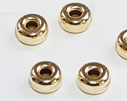  <34.4g/100> vermeil 6mm x 3.2mm rondelle bead, 2.1mm hole, 1 micron plating for increased durability [vermeil is gold plated sterling silver] 
