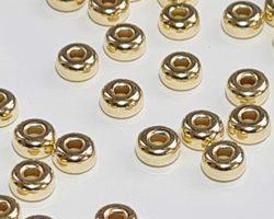  <11.35g/100> vermeil 4mm x 2mm rondelle bead, 1.5mm hole, extra thick 2 micron plating for really good durability [vermeil is gold plated sterling silver] 