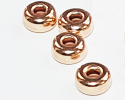  <11.35g/100> ROSE VERMEIL 4mm x 2mm rondelle bead, 1.5mm hole, extra thick 2 micron plating for really good durability, AT treated [vermeil is gold plated sterling silver] 