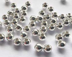  <3.8g/100> ECONOMY sterling silver 3mm round bead, 0.9mm hole 