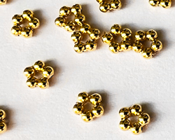  vermeil small 3.7mm x 1.6mm penta / daisy spacer, 0.85mm hole 