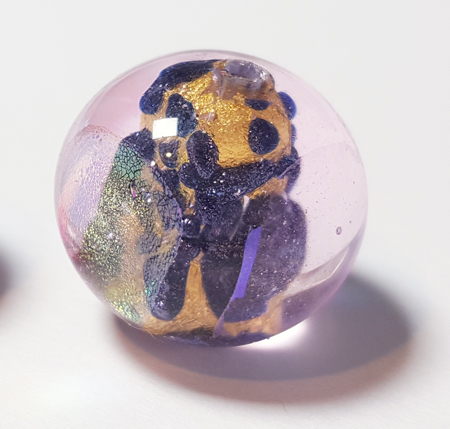 venetian murano amethyst glass with gold foil 16mm dichroic round bead *** QUANTITY IN STOCK =10***