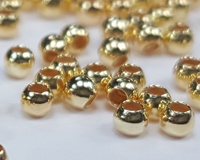  <1.45g/100> SUPER LIGHT ECONOMY vermeil 1.8mm round bead, 0.9mm hole [vermeil is gold plated sterling silver] 