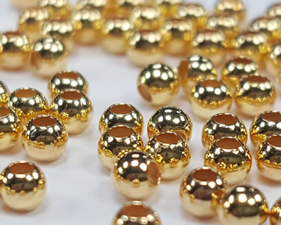  <2.9g/100> SUPER LIGHT ECONOMY vermeil 2.5mm round bead, 1.2mm hole [vermeil is gold plated sterling silver] 