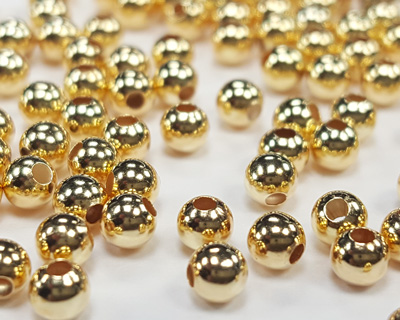  <3.7g/100> SUPER LIGHT ECONOMY vermeil 3mm round bead, 0.9mm hole [vermeil is gold plated sterling silver] 