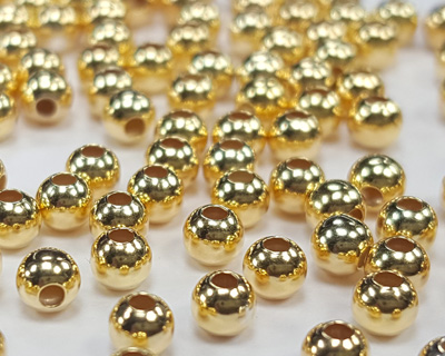  <3.7g/100> SUPER LIGHT ECONOMY vermeil 3mm round bead, 1.2mm hole [vermeil is gold plated sterling silver] 