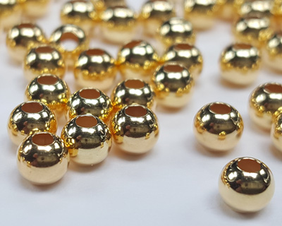  <6.8g/100> SUPER LIGHT ECONOMY vermeil 4mm round bead, 1.5mm hole [vermeil is gold plated sterling silver] 