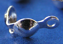  sterling silver 7mm long by 3mm diameter closed loop clamshells / bead tips / calottes, one ring, fits crimps upto 2mm long 