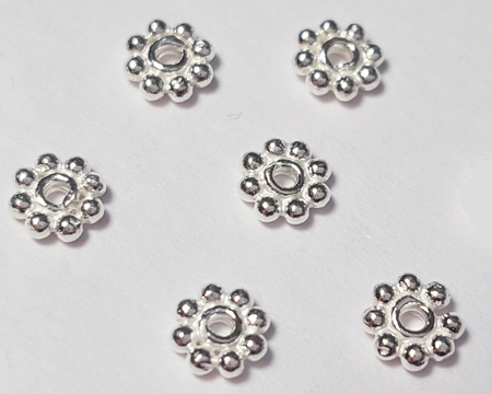  bright sterling silver 5mm daisy spacer with 1.4mm hole 