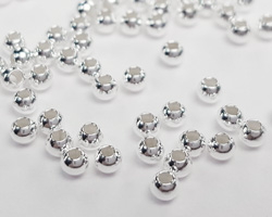  SILVER FILLED 2mm round bead, 0.9mm hole 