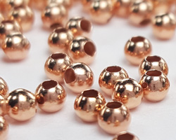  <2.45g/100> ROSE VERMEIL 2.2mm round bead, 1mm hole,  1 micron plating [vermeil is gold plated sterling silver] 