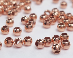  <1.8g/100> ROSE VERMEIL 1.8mm round bead, 0.9mm hole, 2 micron plating for increased durability [vermeil is gold plated sterling silver] 