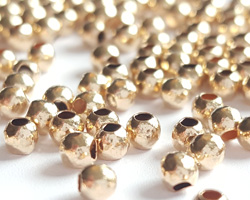  gold filled, 14/20, 3mm hammered round bead, 1.15mm hole 